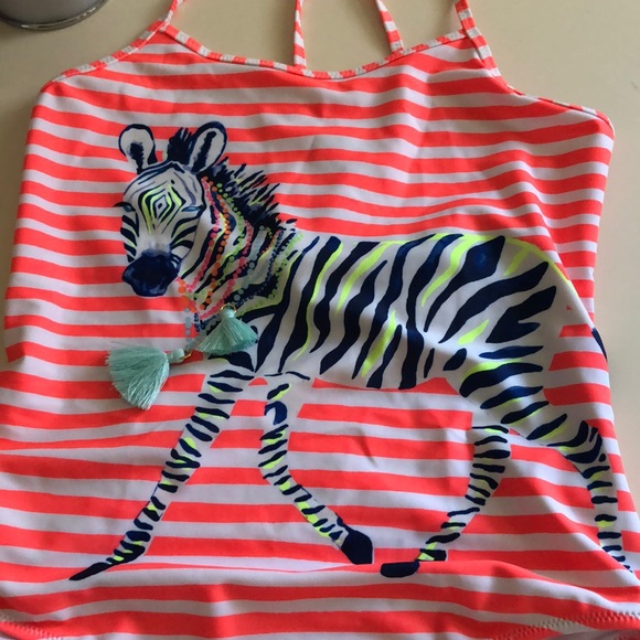 One piece big girls swim suit nwt size13-14 sunuva upf 50 coral white navy - Picture 1 of 4